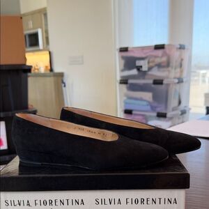 Silvia Fiorentina Black Suede Wedges